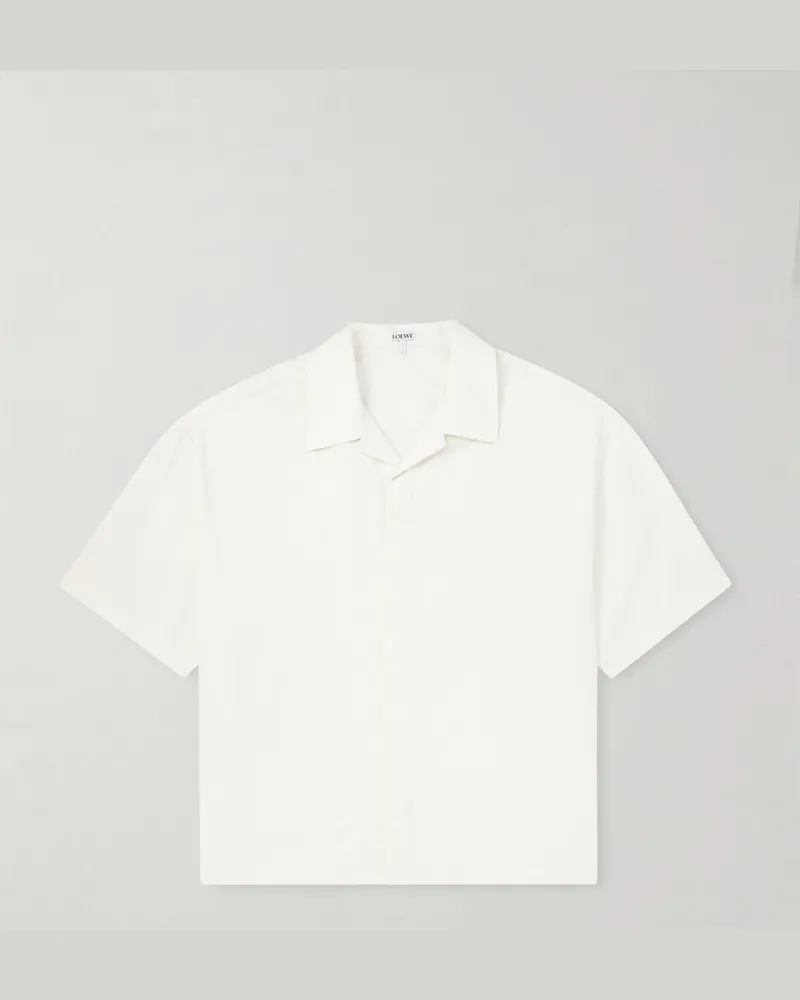Loewe Hemd aus Baumwoll-Twill mit Reverskragen und Logostickerei Weiß