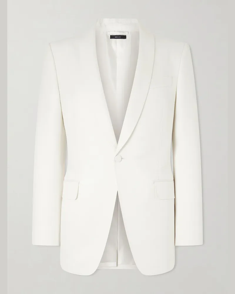 Tom Ford Smokingjacke aus Faille aus einer Woll-Seidenmischung mit Schalkragen Weiß