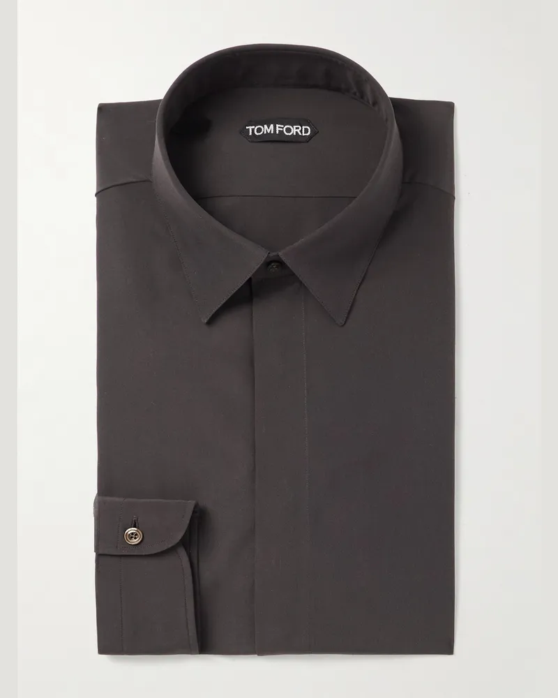 Tom Ford Schmal geschnittenes Hemd aus Seide Braun