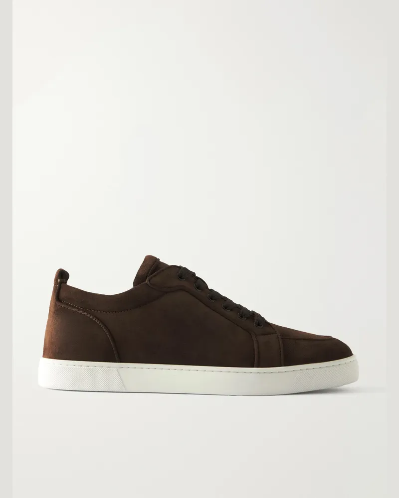 Christian Louboutin Rantulow Grosgrain-Trimmed Suede Sneakers Brown