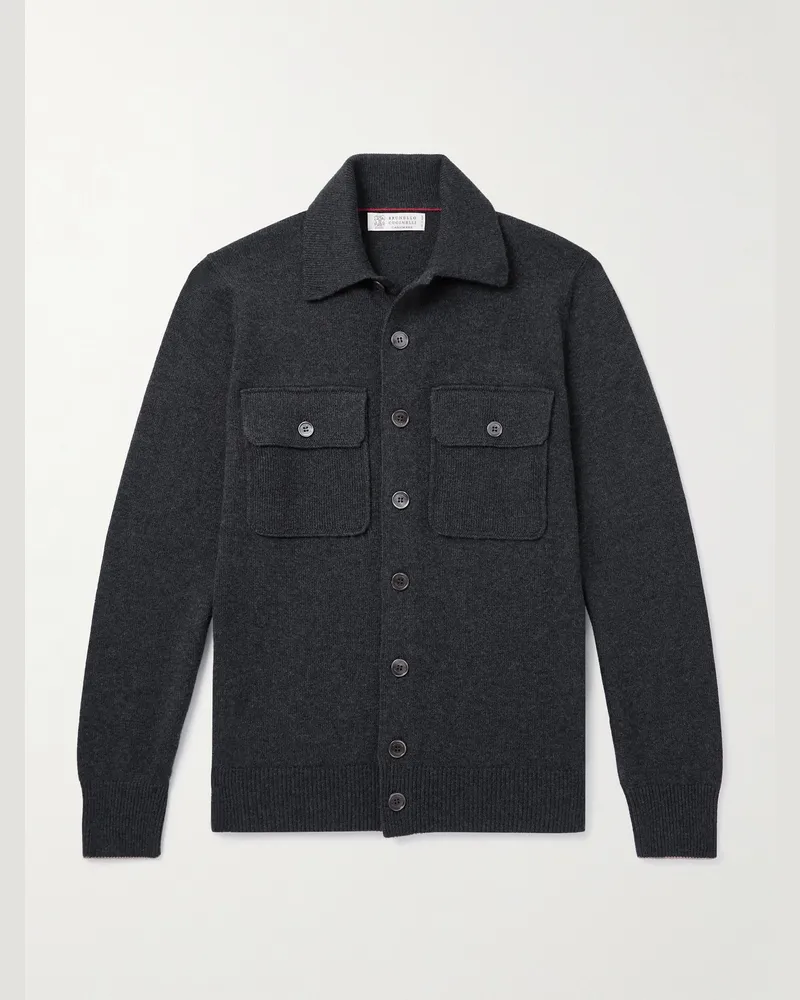 Brunello Cucinelli Hemdjacke aus Kaschmir Grau