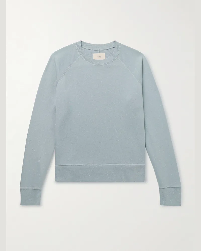 Folk Cotton-Blend Jersey Sweatshirt Blue