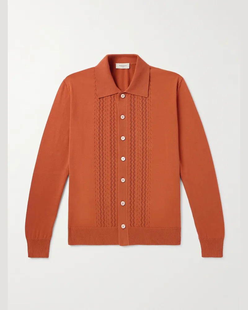 PIACENZA 1733 Hemd aus Baumwolle in Pointelle-Strick Orange