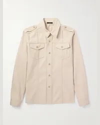 Tom Ford Hemdjacke aus Twill aus einer Baumwoll-Seidenmischung Neutral