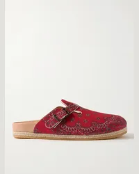 YUKETEN Sal-1 Clogs aus Veloursleder mit Bandana-Print Rot