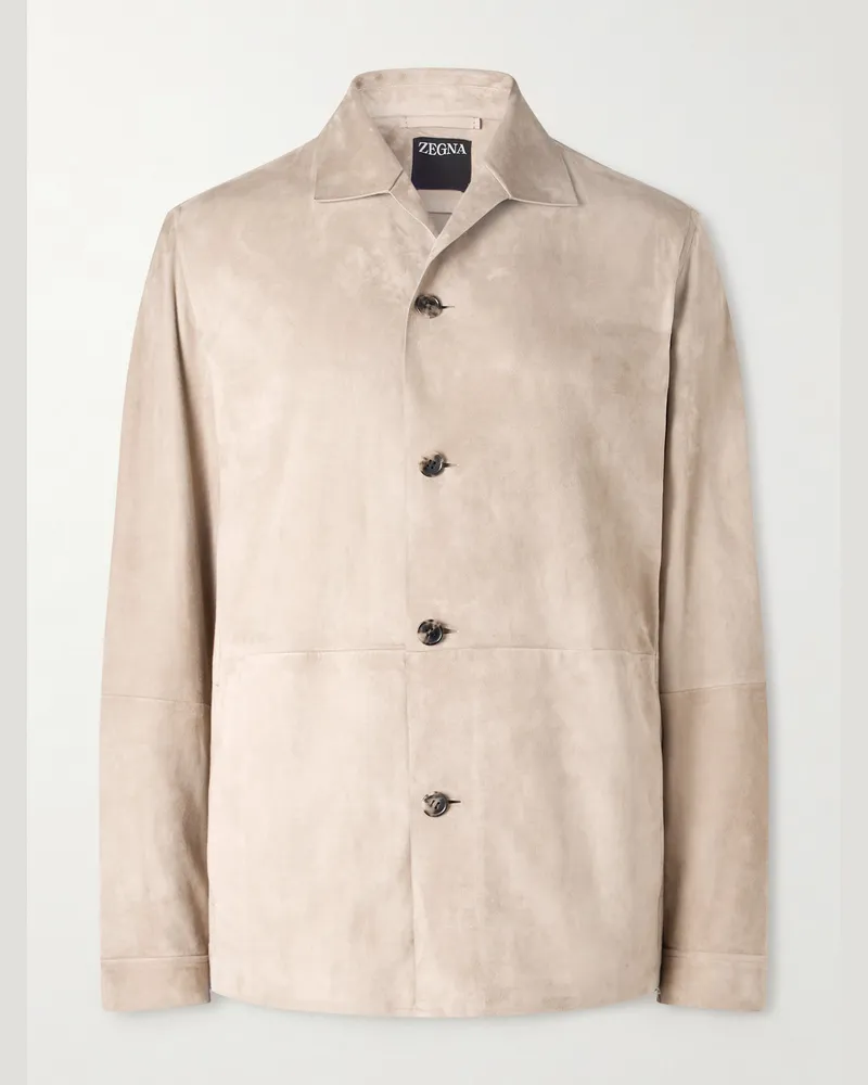 Ermenegildo Zegna Suede Chore Jacket Neutrals