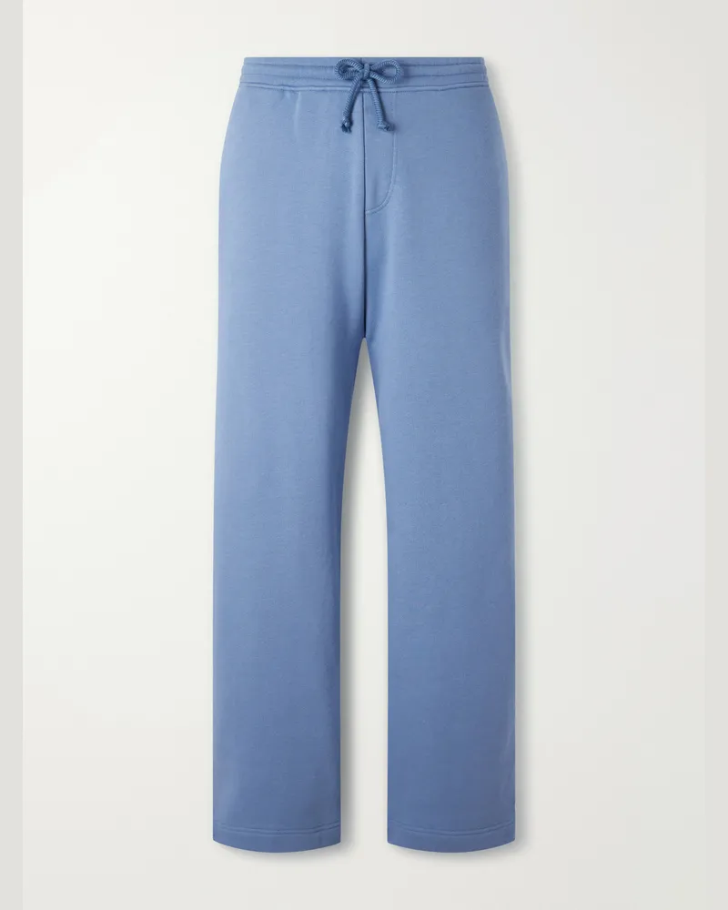 The Elder Statesman Tapered Cotton-Jersey Drawstring Sweatpants Blue