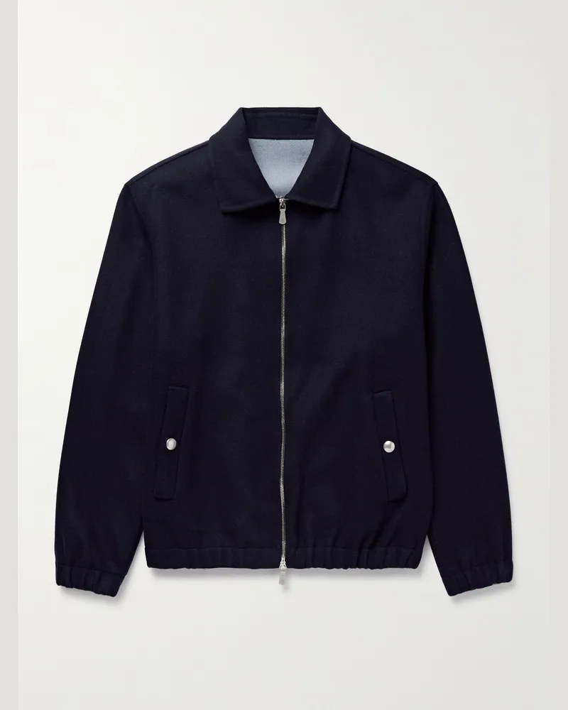 Eleventy Wool-Felt Bomber Jacket Blue