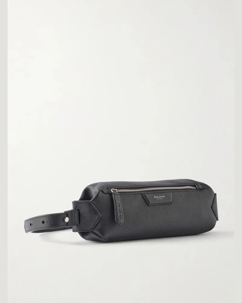 Serapian Soft Sling Leather Messenger Bag Black