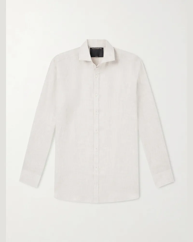 Favourbrook Bridford Cutaway-Collar Linen Shirt Gray