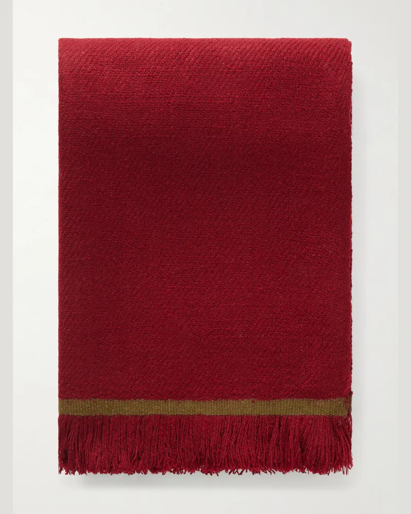 Anderson & Sheppard Fringed Cashmere-Twill Scarf Burgundy