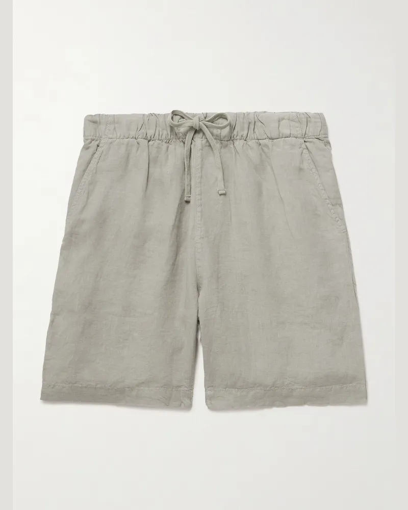 Hartford Joggy Straight-Leg Linen Bermuda Shorts Green