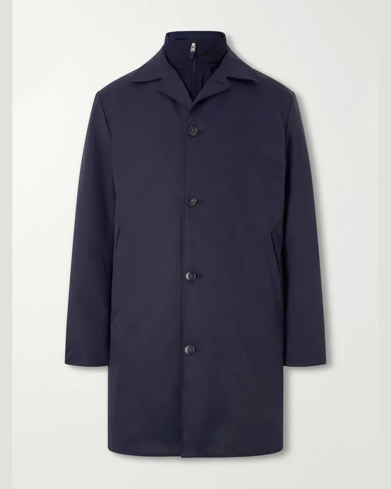 Canali Wool-Trimmed Gabardine Hybrid Down Coat Blue