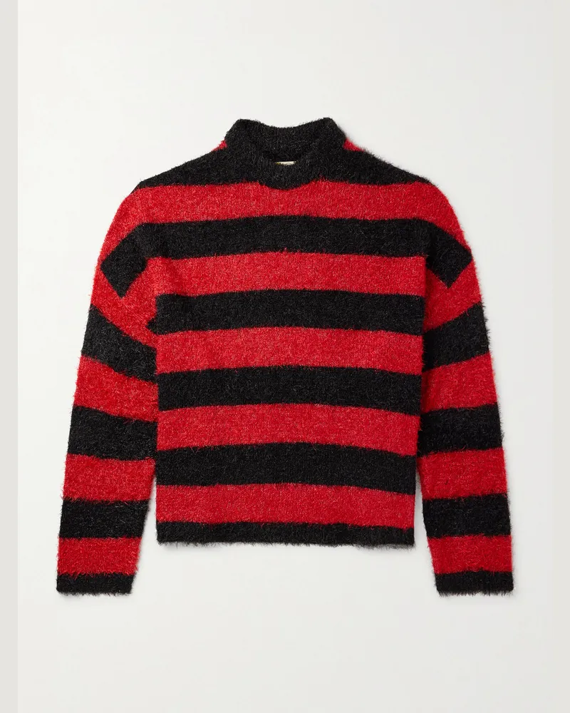 SAINT MXXXXXX Glittered Striped Knitted Sweater Black