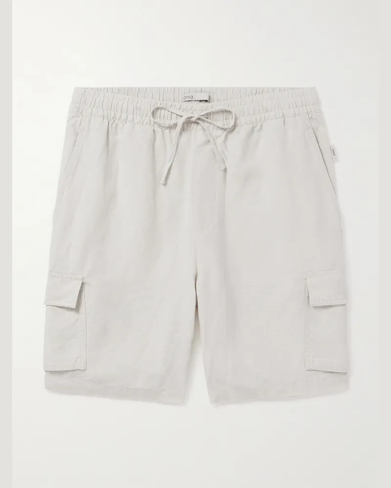 Onia Air gerade geschnittene Cargoshorts aus einer Leinen-Lyocell-Mischung mit Kordelzugbund Grau