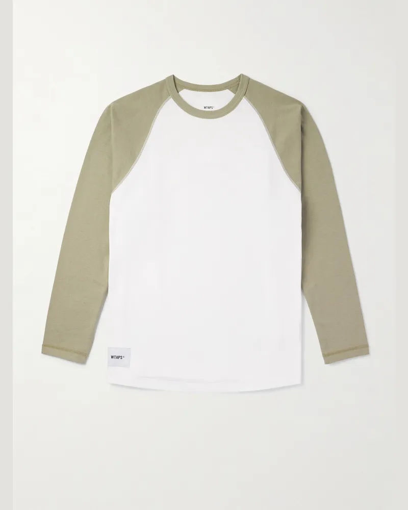 WTAPS Ian zweifarbiges Oberteil aus Baumwoll-Jersey mit Logoapplikation Neutral