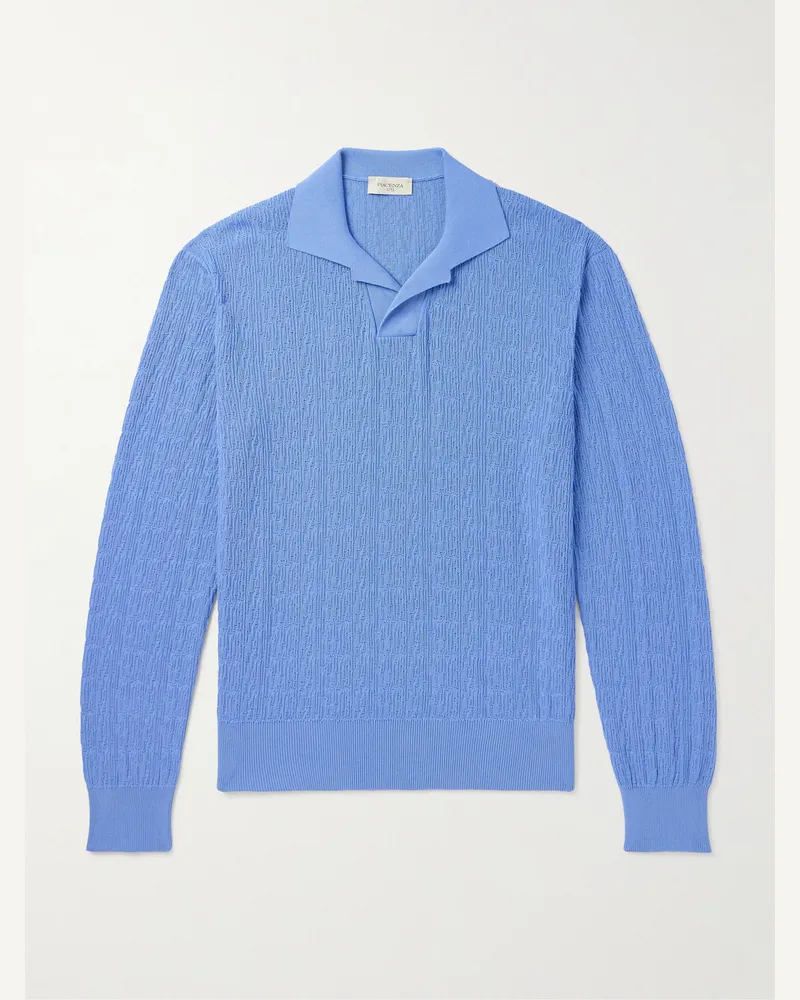 PIACENZA 1733 Pullover aus strukturierter Baumwolle mit Polokragen Blau