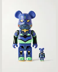 BE@RBRICK Evangelion Eva-01 Set aus 100% und 400% Dekofiguren aus bedrucktem PVC Blau