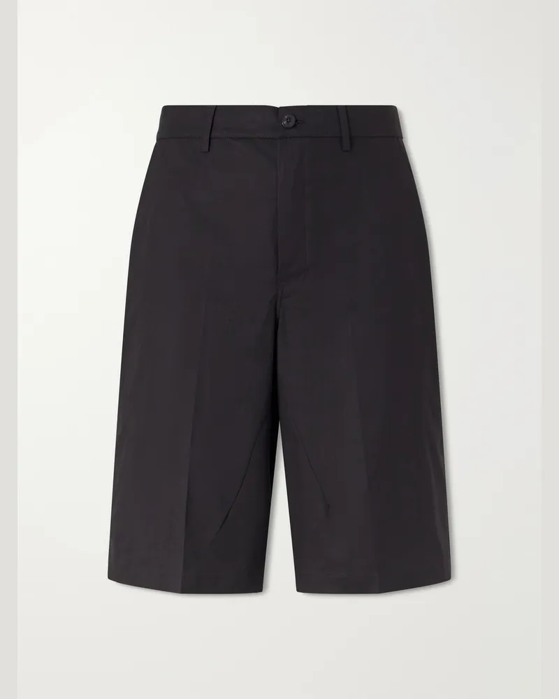 Rick Owens Straight-Leg Cotton-Blend Canvas Shorts Black