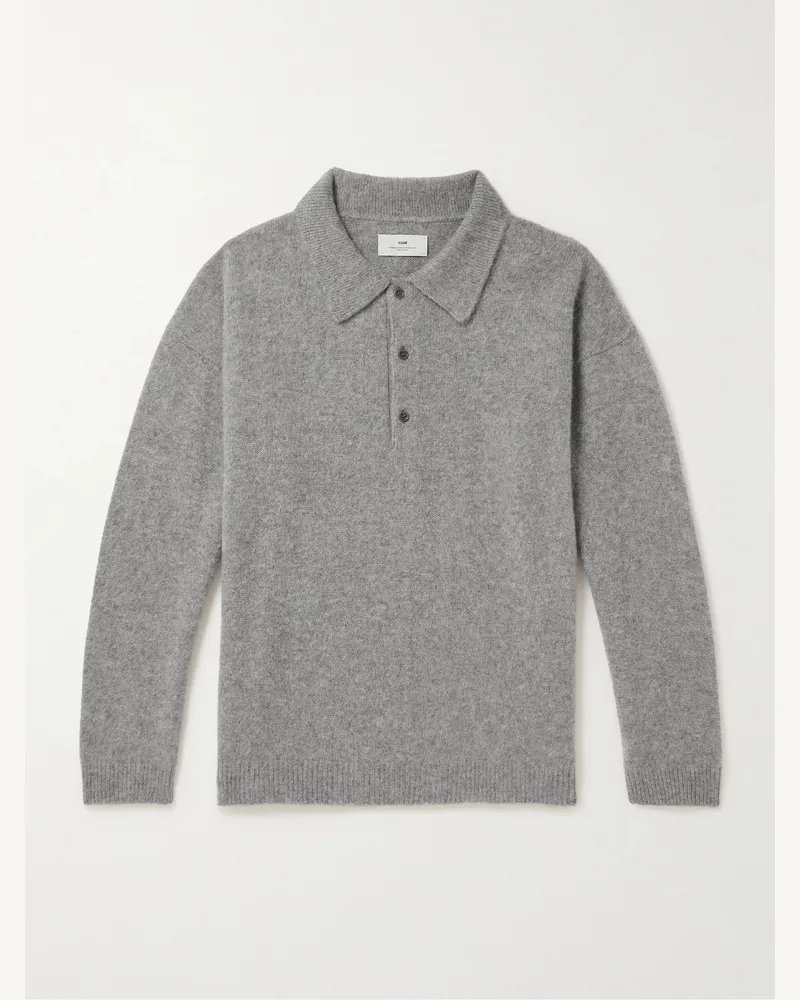 SSAM Pullover aus gebürstetem Kaschmir mit Polokragen Grau