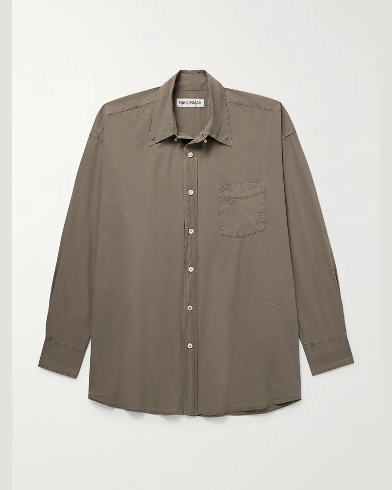 Our Legacy Borrowed Hemd aus Baumwoll-Voile mit Button-Down-Kragen Braun