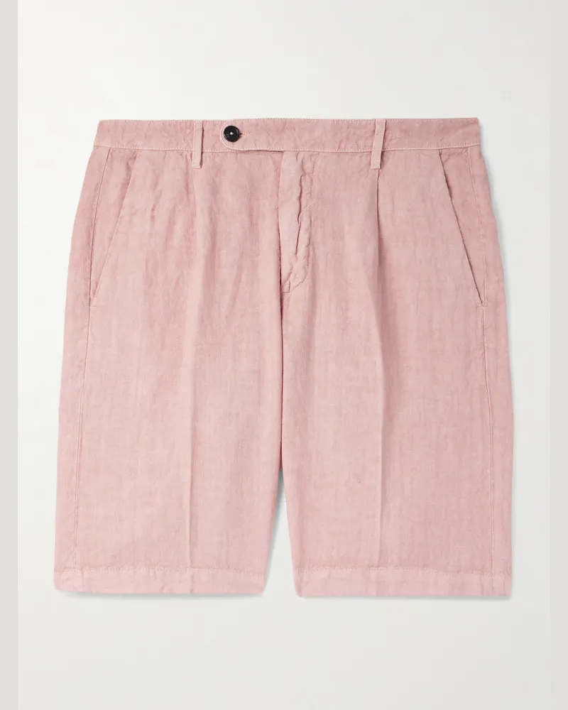 Massimo Alba Alaccia gerade geschnittene Shorts aus Leinen mit Falten Pink