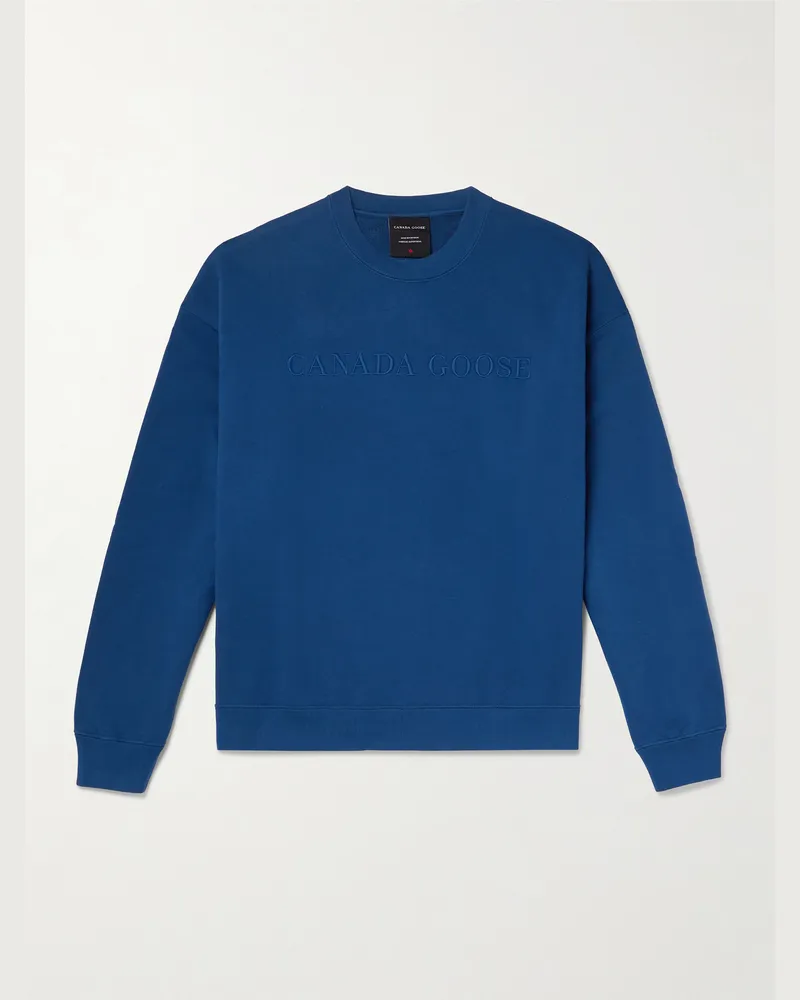 Canada Goose Rove Logo-Embroidered Cotton-Jersey Sweatshirt Blue