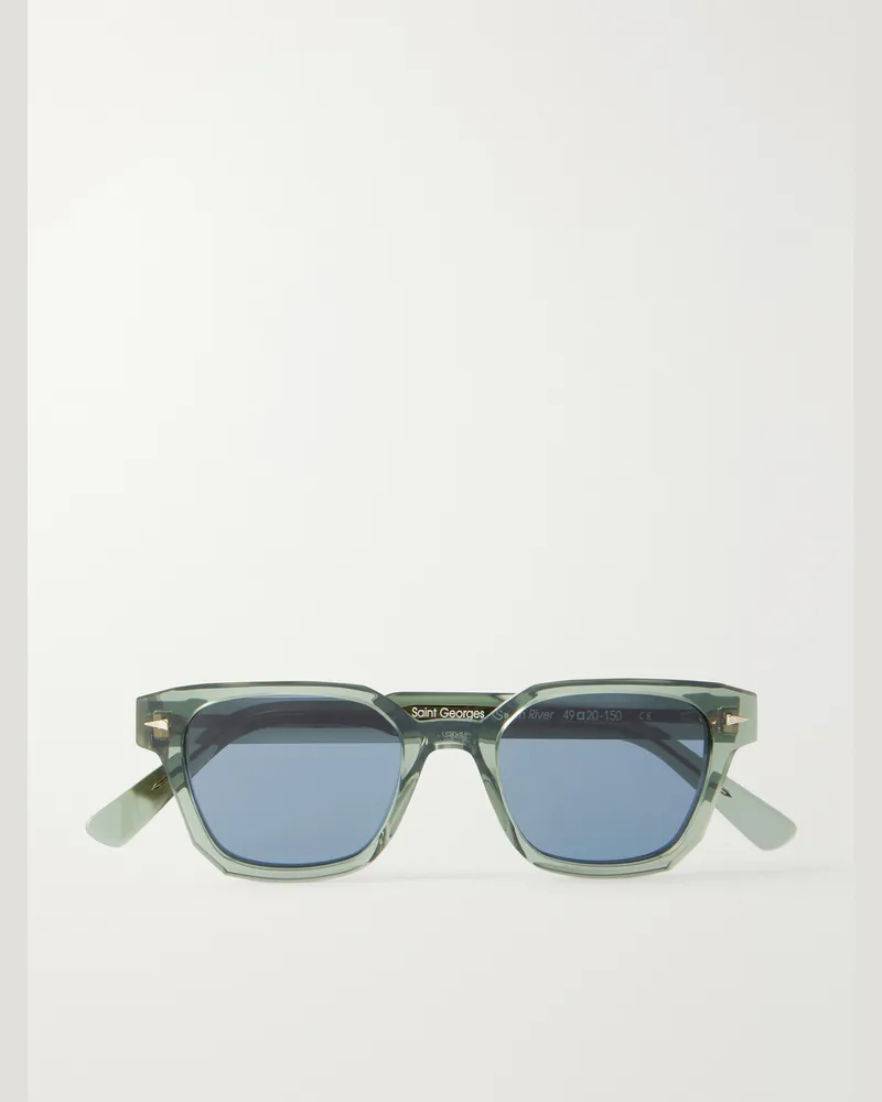 AHLEM Saint Georges D-Frame Tortoiseshell Acetate Sunglasses Green