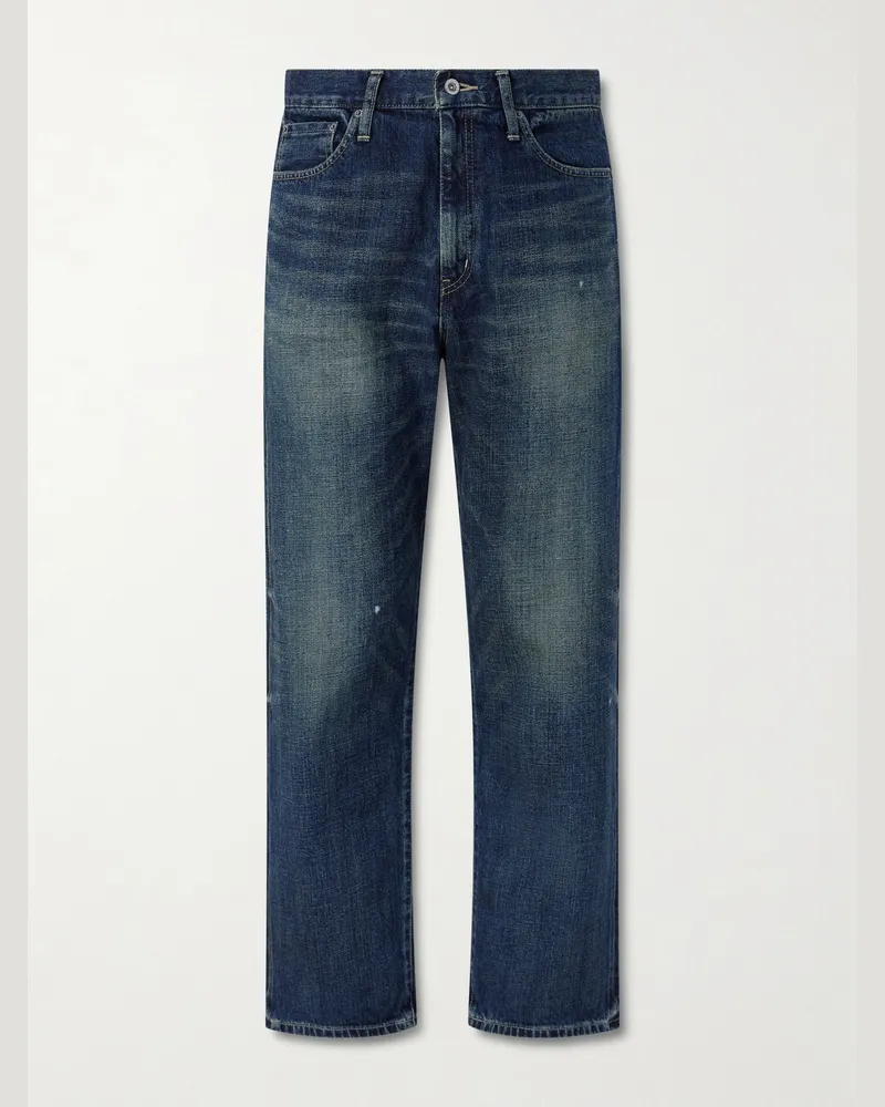 Neighborhood Gerade geschnittene Jeans aus vorgewaschenem Denim Blau