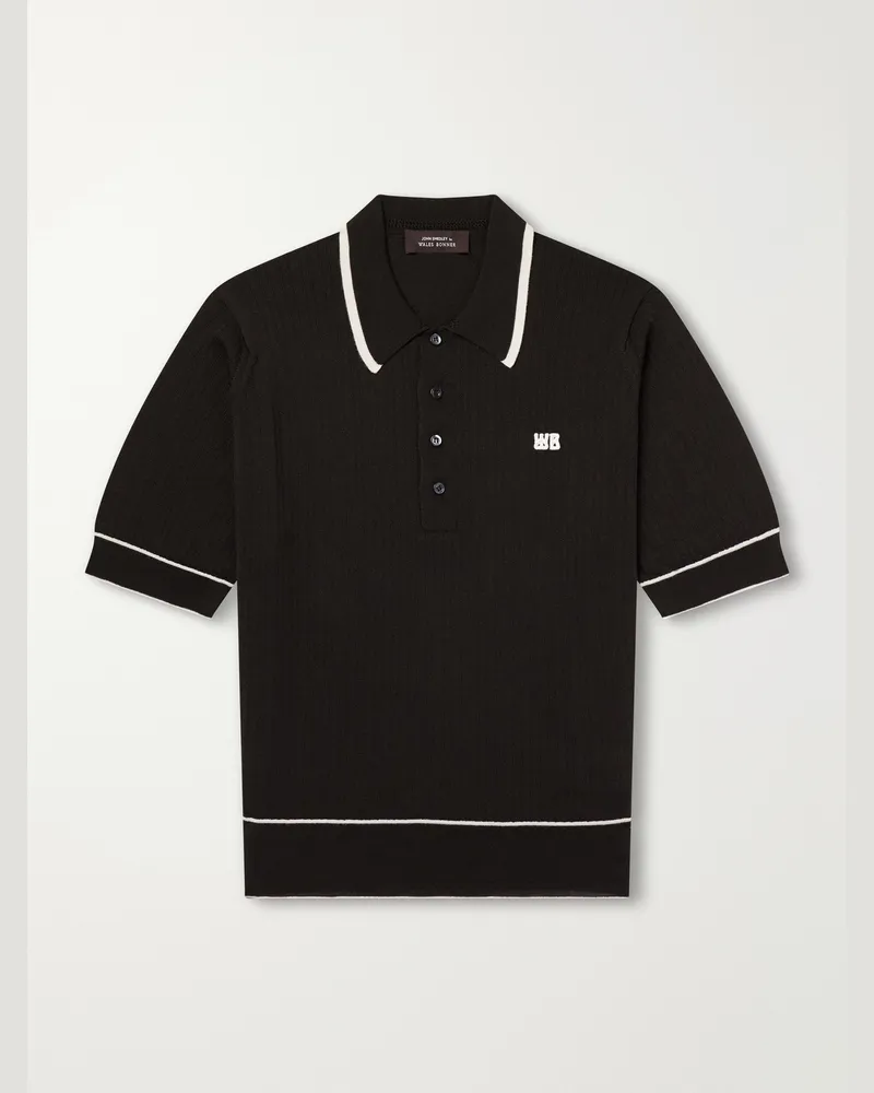 Wales Bonner Blessings Logo-Embroidered Merino Wool Polo Shirt Brown