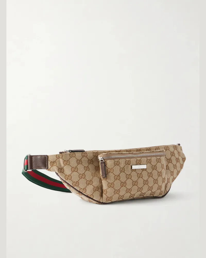 Gucci Tag Canvas-Jacquard Belt Bag Neutrals