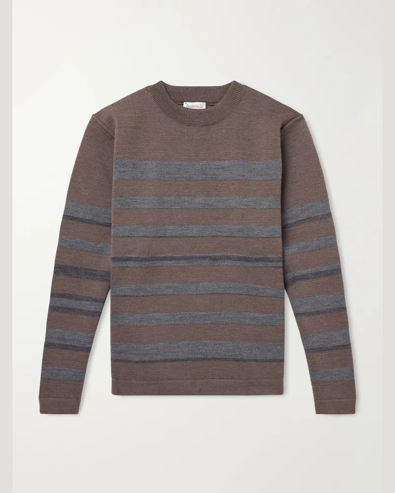 S.N.S Herning Given Striped Wool Sweater Brown