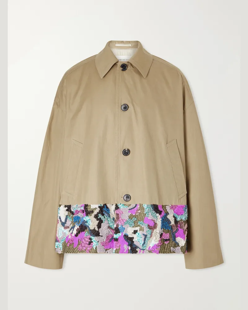 Dries van Noten Embroidered Cotton Jacket Brown
