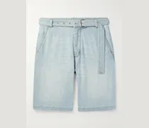 Straight-Leg Belted Denim Shorts