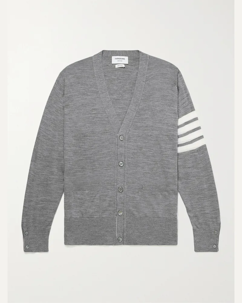 Thom Browne Striped Wool Cardigan Gray