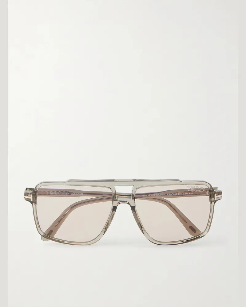 Tom Ford Kemp Aviator-Style Acetate Sunglasses Silver