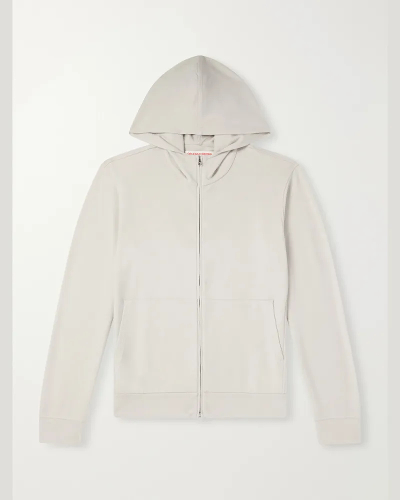 Orlebar Brown Mathers Wool-Jersey Zip-Up Hoodie Neutrals