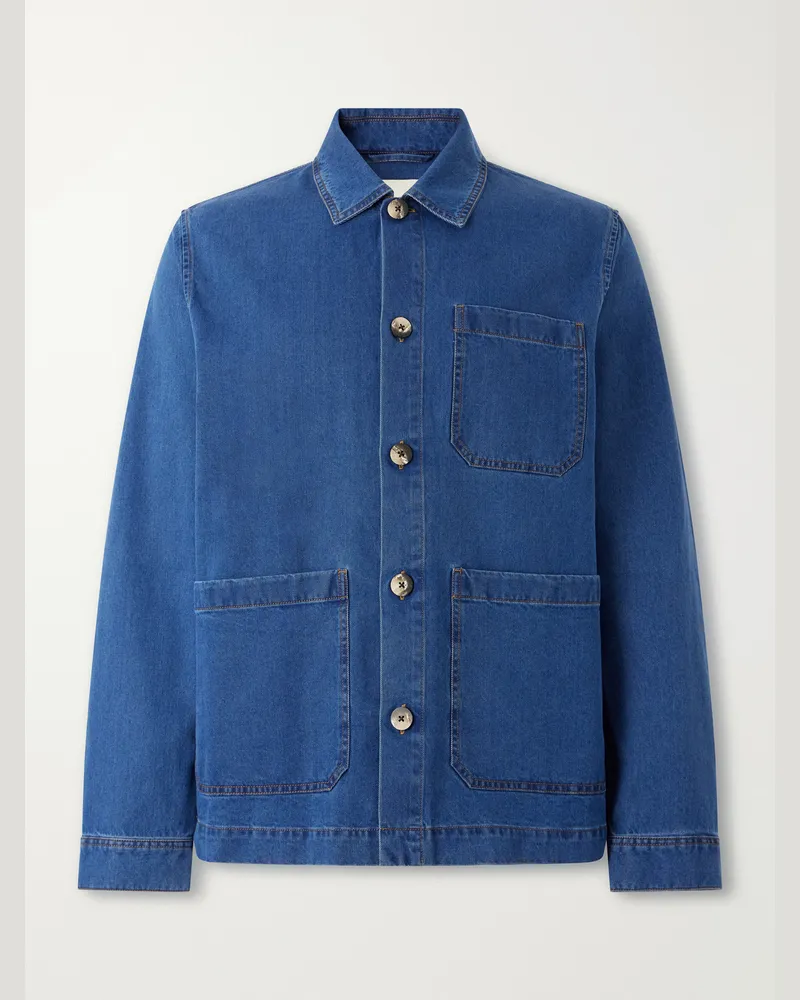 Frescobol Carioca Fontes Cotton-Blend Denim Jacket Blue