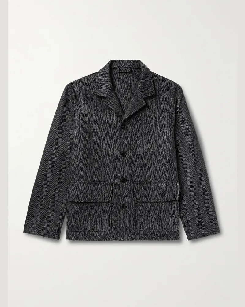 Miles Leon Traveler Hemdjacke aus einer Woll-Kaschmirmischung mit Fischgratmuster Grau