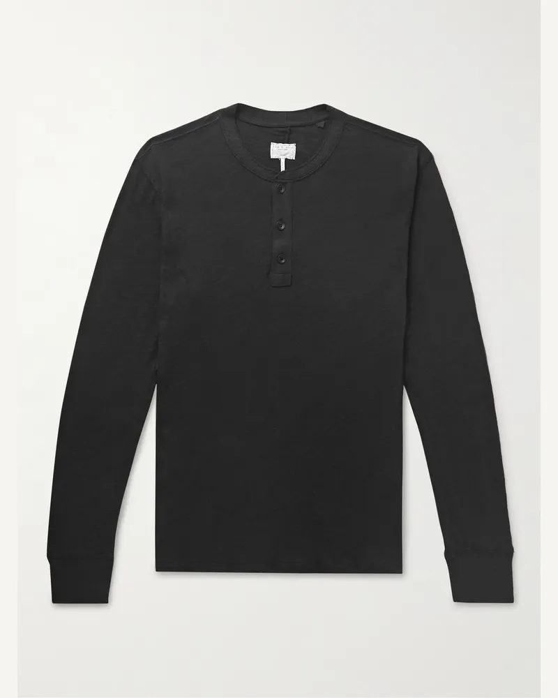 Rag & Bone Cotton-Jersey Henley T-Shirt Black