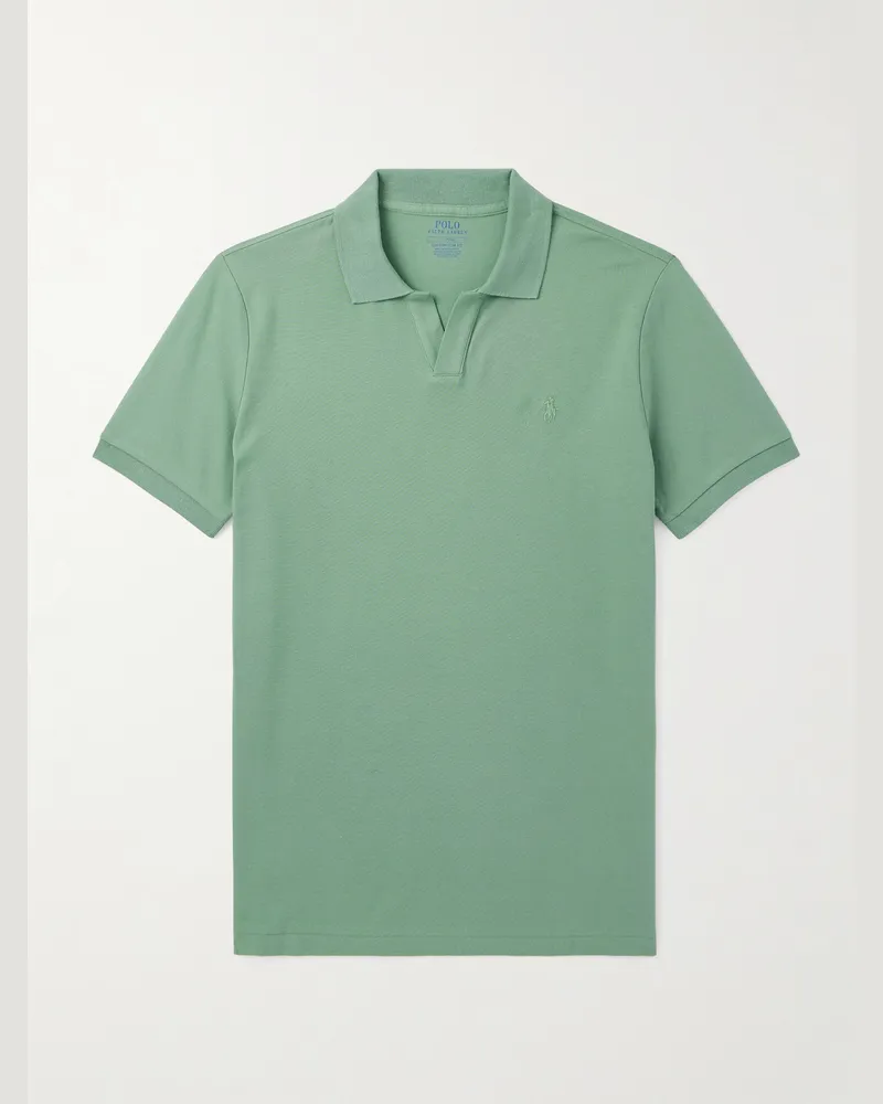 Ralph Lauren Polohemd aus Piqué aus einer Baumwollmischung mit Logostickerei Grün
