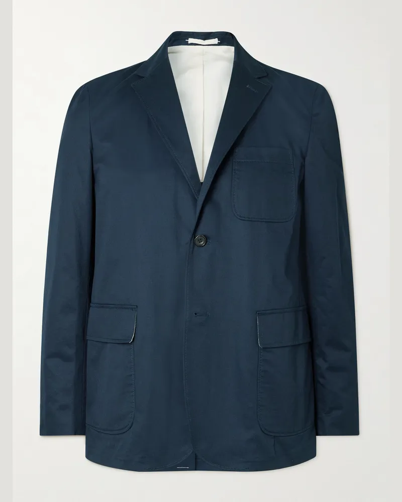 Beams Plus Unstrukturiertes Sakko aus Baumwoll-Twill Blau