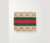 Webbing-Trimmed Monogrammed Canvas Bi-Fold Wallet