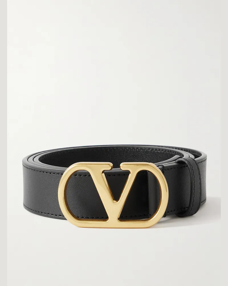 Valentino Garavani VLogo Gürtel aus Leder Schwarz
