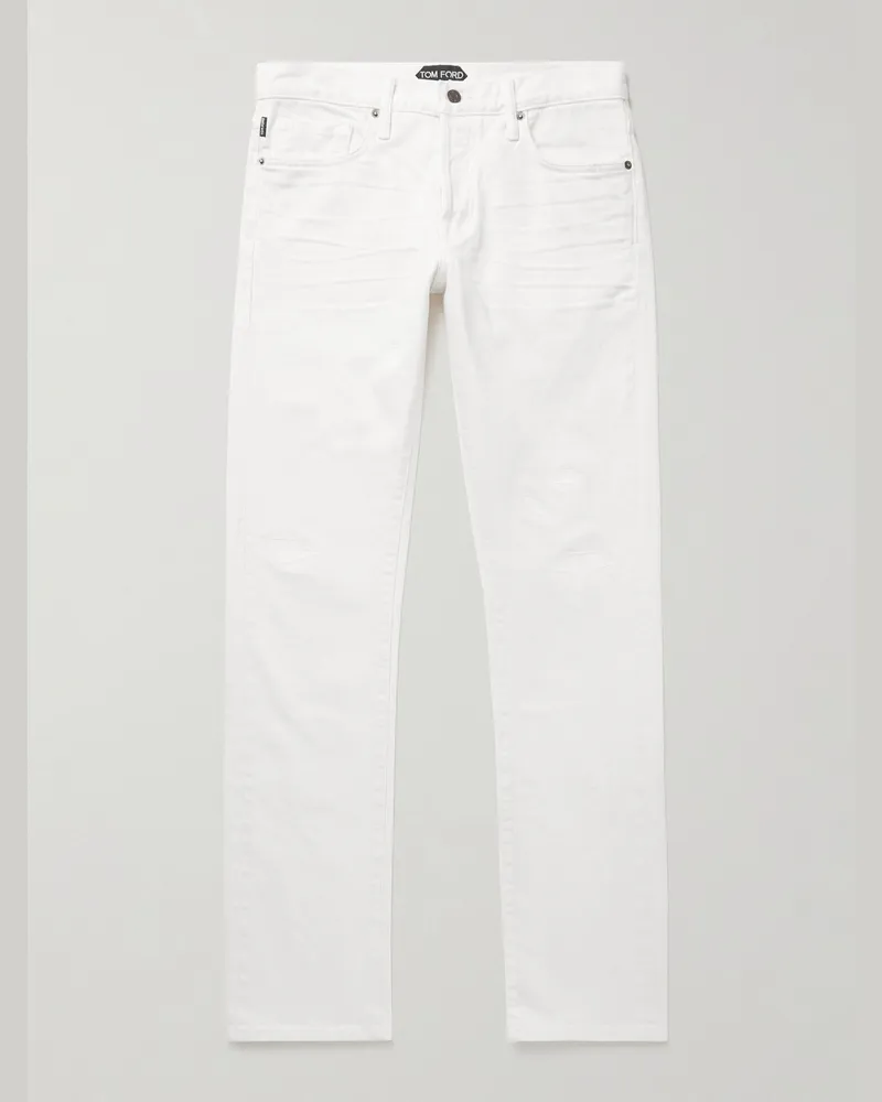 Tom Ford Slim-Fit Straight-Leg Selvedge Jeans Neutrals