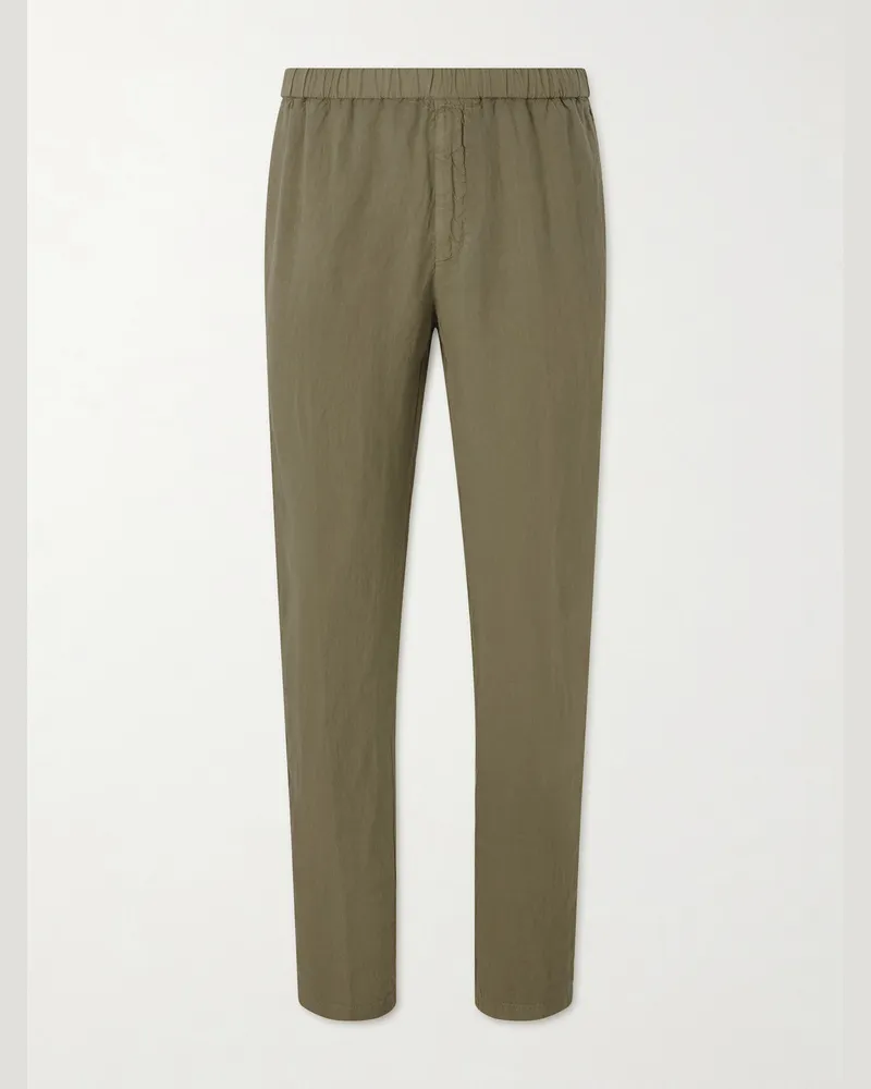 Boglioli Tapered Linen Trousers Green