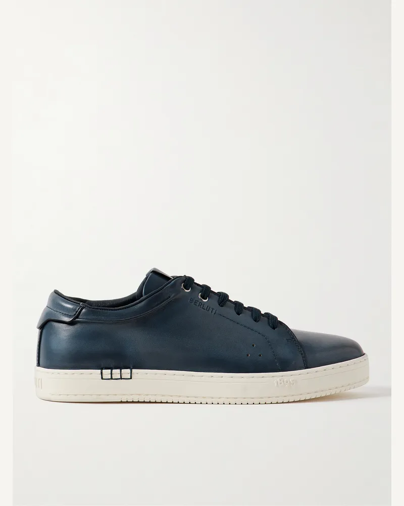 Berluti The Playtime Venezia Leather Sneakers Blue