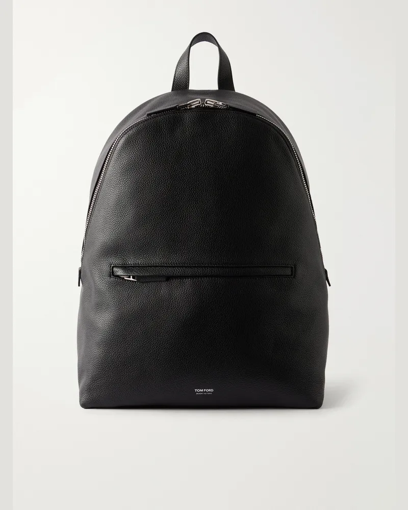 Tom Ford Full-Grain Leather Backpack Black