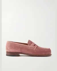 JM Weston 180 Moccasin Pennyloafers aus Veloursleder Pink