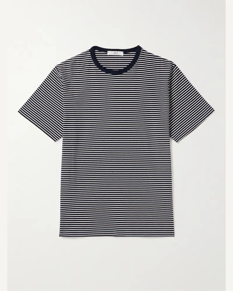 MR P. Gestreiftes T-Shirt aus Baumwoll-Jersey Blau